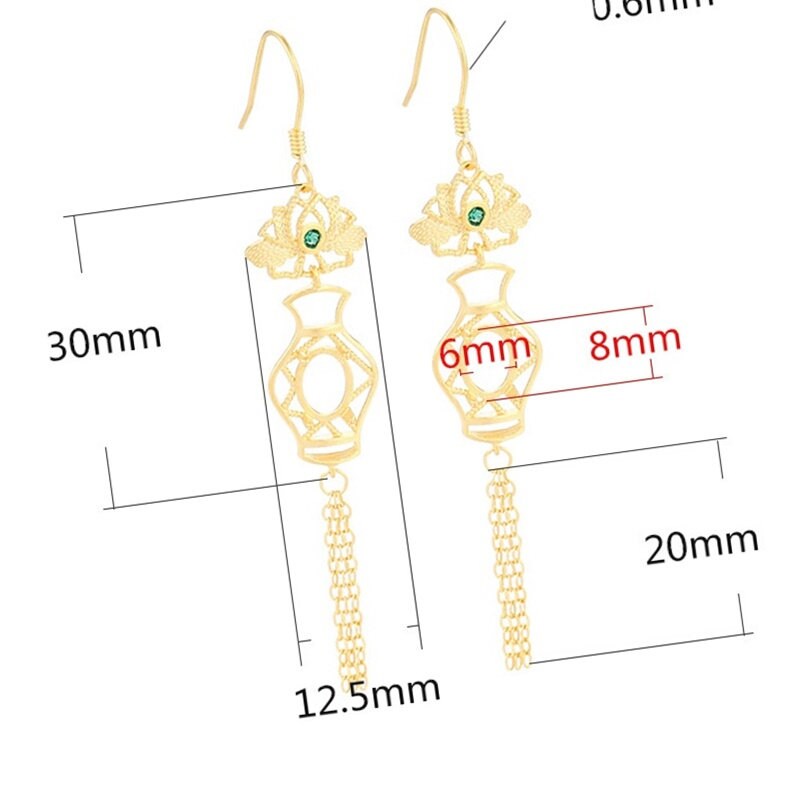 Flower Chain Oval Base Earrings Hook Blank Setting Sterling Silver Rose Gold Fine 925 6x8 mm For One Stone Four Prongs DIY Jewelry Wholesale