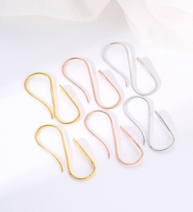 Earrings Hook Blank Setting Vintage Buckle Sterling Silver Gold Fine 925 9-17mm For One Stone Gemstone No Prongs DIY Jewelry Wholesale