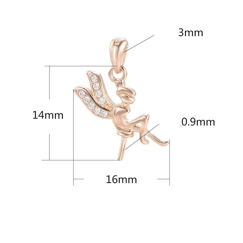 Fairy Crystals Pin Base Pendant Setting Fine Sterling Silver Rose Gold 925 5-8 mm For One Pearl Bead No Prongs DIY Jewelry Wholesale