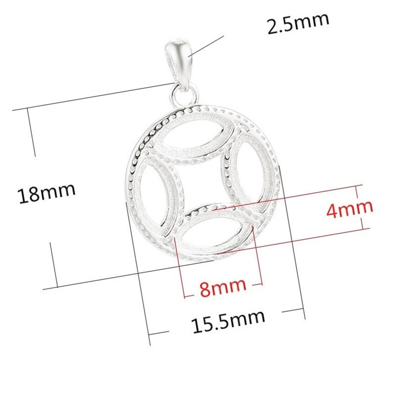 Vintage Round Oval Base Pendant Setting Sterling Silver Rose Gold Fine 925 4x8 mm For Three Stones Gemstones No Prongs DIY Jewelry Wholesale