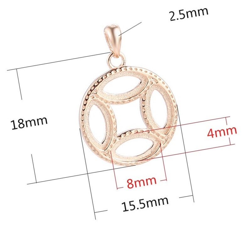 Vintage Round Oval Base Pendant Setting Sterling Silver Rose Gold Fine 925 4x8 mm For Three Stones Gemstones No Prongs DIY Jewelry Wholesale