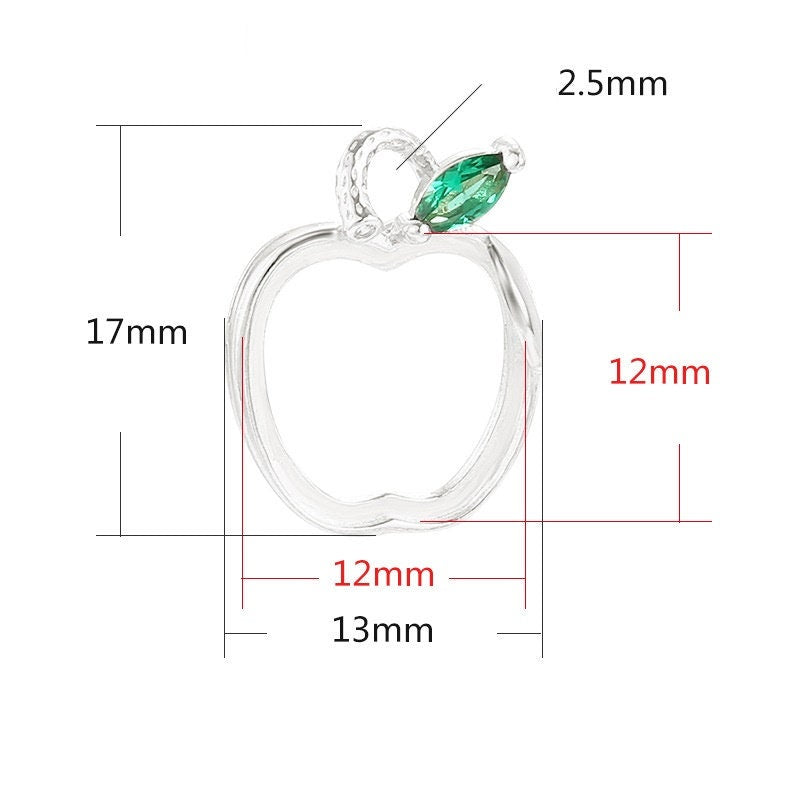 Apple Shaped Base Pendant Setting Tray Bulk Sterling Silver Rose Gold Fine 925 12x12 mm For One Stone No Prongs DIY Jewelry Wholesale