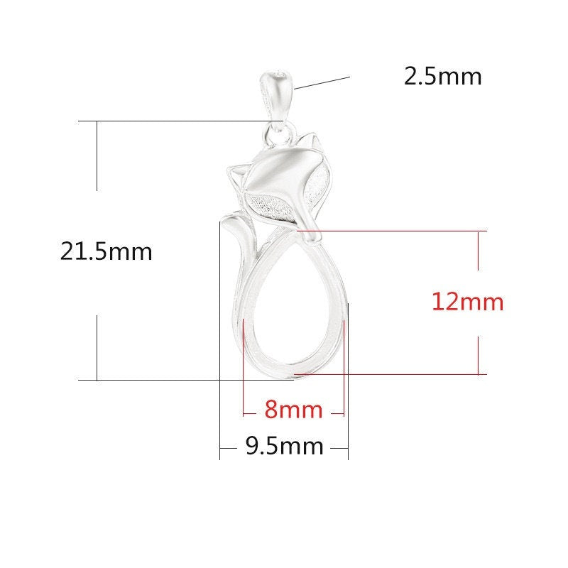 Fox Shaped Teardrop Base Pendant Setting Sterling Silver Rose Gold Fine 925 8x12 mm For One Stone Gemstone No Prongs DIY Jewelry Wholesale