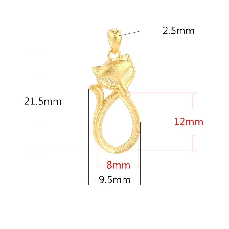 Fox Shaped Teardrop Base Pendant Setting Sterling Silver Rose Gold Fine 925 8x12 mm For One Stone Gemstone No Prongs DIY Jewelry Wholesale