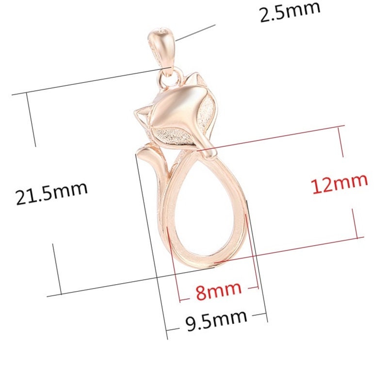 Fox Shaped Teardrop Base Pendant Setting Sterling Silver Rose Gold Fine 925 8x12 mm For One Stone Gemstone No Prongs DIY Jewelry Wholesale