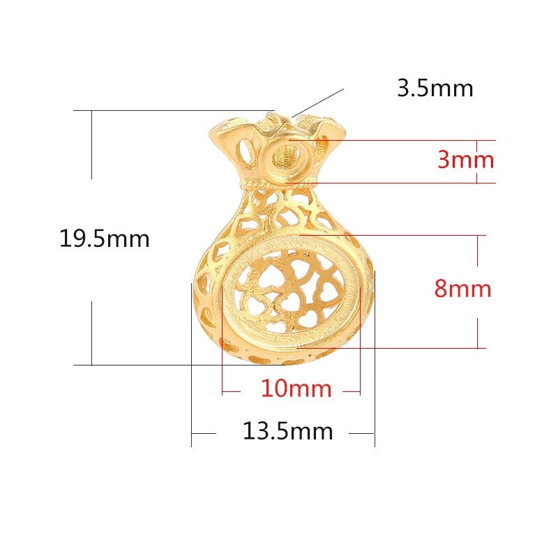 Openwork Gift Bag Oval Base Pendant Setting Bezel Sterling Silver Gold Fine 925 3x3 8x10 mm For Two Stones No Prongs DIY Jewelry Wholesale