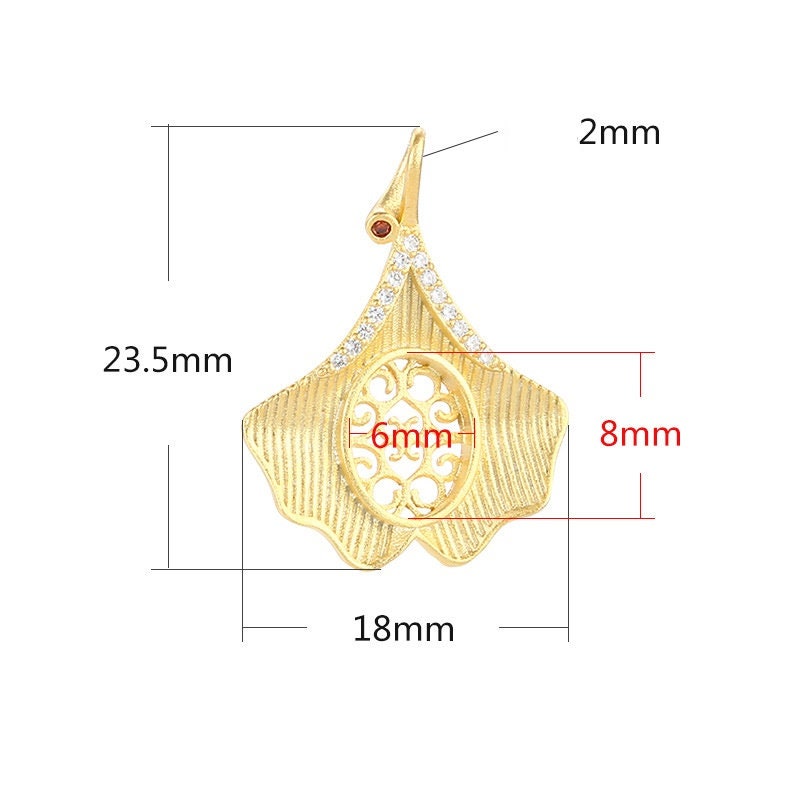 Leaf Flower Oval Pendant Blank Setting Sterling Silver Rose Gold Fine 925 6x8 7x9mm For One Stone Gemstone No Prongs DIY Jewelry Wholesale