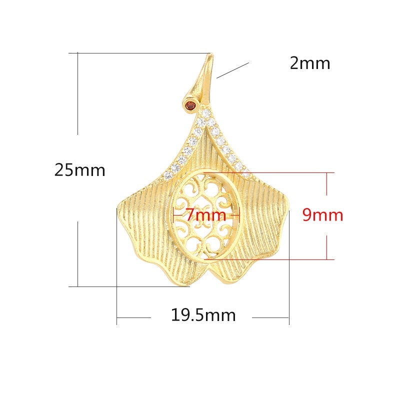 Leaf Flower Oval Pendant Blank Setting Sterling Silver Rose Gold Fine 925 6x8 7x9mm For One Stone Gemstone No Prongs DIY Jewelry Wholesale