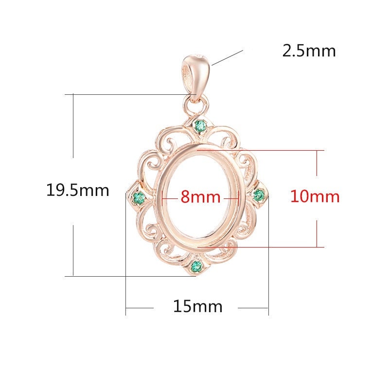 Blank Pendant Setting 18k Gold Vermeil Sterling Silver Flower Oval Base Bezel Vintage Fine 925 8x10 mm One Stone No Prongs DIY Jewelry