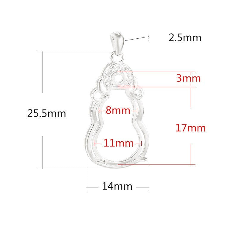 Gift Bag Base Pendant Setting Bezel Sterling Silver Rose Gold Fine 925 3 mm For Two Stones Gemstones Four Prongs DIY Jewelry Wholesale