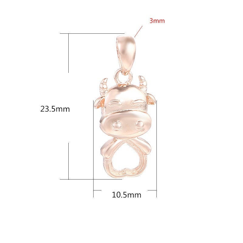 Funny Cow Heart Base Pendant Setting Bulk Sterling Silver Gold Crystals Fine 925 5x6mm For One Stone No Prongs DIY Jewelry Wholesale