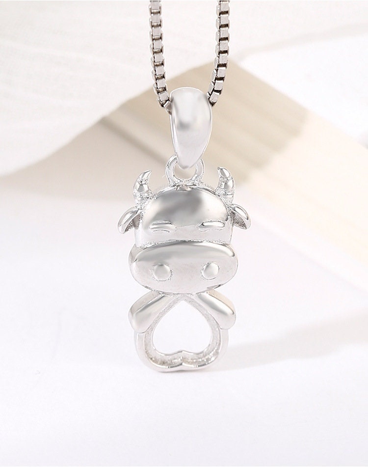 Funny Cow Heart Base Pendant Setting Bulk Sterling Silver Gold Crystals Fine 925 5x6mm For One Stone No Prongs DIY Jewelry Wholesale