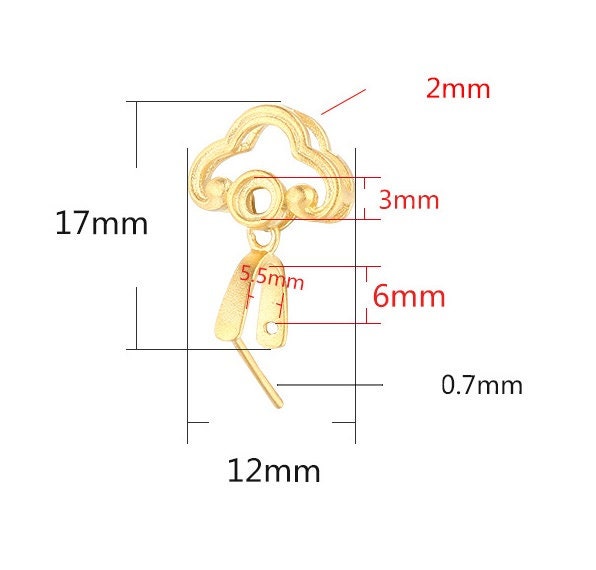 Blank Pendant Setting 18k Gold Vermeil Sterling Silver Cloud Buckle Clip 925 3x3 5.5x6mm Two Gemstones No Prongs DIY Jewelry Wholesale