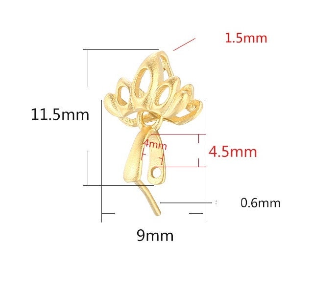 Blank Pendant Setting 18k Gold Vermeil Sterling Silver Flower Leaf Buckle Clip 925 4x4.5mm One Stone No Prongs DIY Jewelry Wholesale