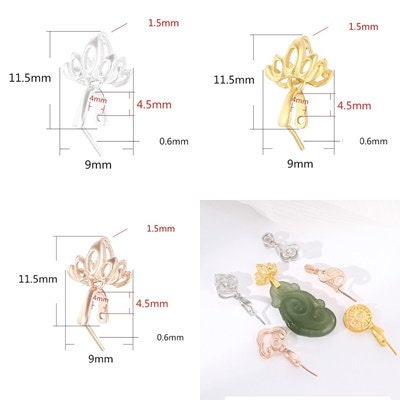 Blank Pendant Setting 18k Gold Vermeil Sterling Silver Flower Leaf Buckle Clip 925 4x4.5mm One Stone No Prongs DIY Jewelry Wholesale