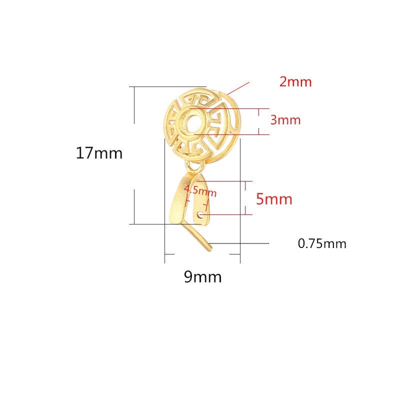 Blank Pendant Setting 18k Gold Vermeil Sterling Silver Round Buckle Clip 925 3x3 4.5x5mm Two Stones No Prongs DIY Jewelry Wholesale