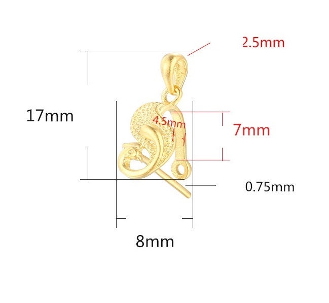 Bird Peacock Buckle Clip Pendant Setting Sterling Silver Rose Gold Fine 925 4.5x7mm For One Stone Gemstone No Prongs DIY Jewelry Wholesale