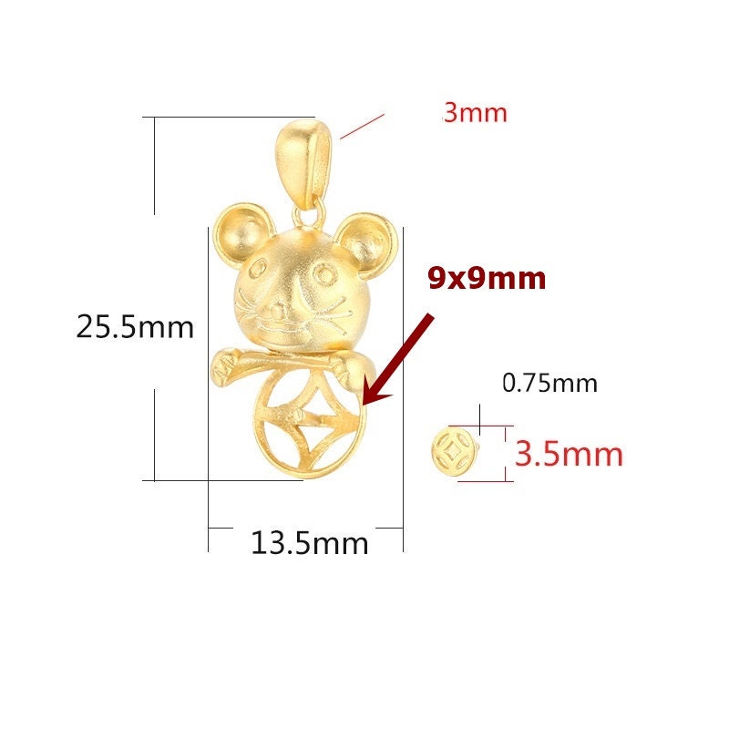 Mouse Shaped Round Pin Pendant Setting Bulk Sterling Silver Rose Gold Tray Fine 925 7 9mm For One Pearl Bead No Prongs DIY Jewelry Wholesale