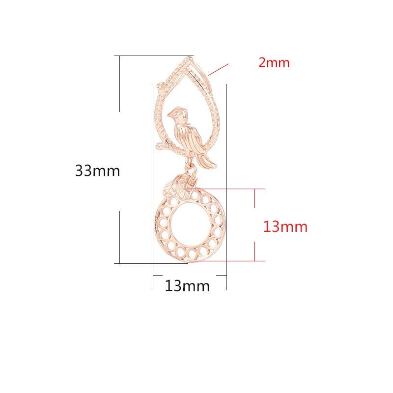 Bird Branch Round Base Pendant Setting Sterling Silver Rose Gold Fine 925 13x13 mm For One Stone Gemstone No Prongs DIY Jewelry Wholesale