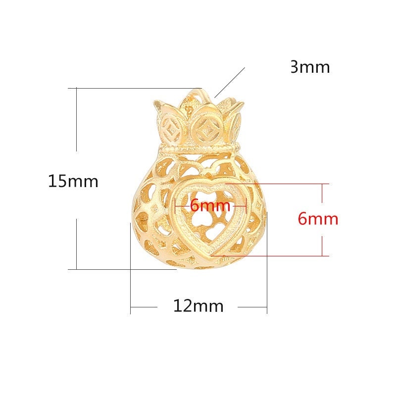 Openwork Gift Bag Heart Base Pendant Setting Bezel Sterling Silver Rose Gold Fine 925 6x6 mm For One Stone No Prongs DIY Jewelry Wholesale