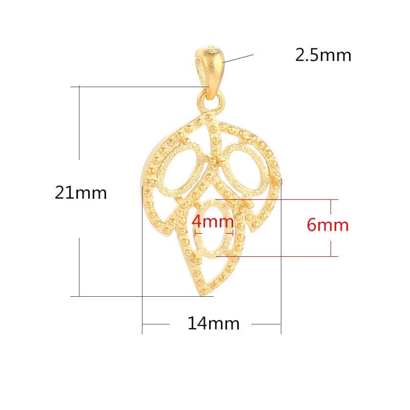 Leaf Oval Base Pendant Setting Bezel Sterling Silver Rose Gold Fine 925 4x6 mm For Three Stones Gemstones Four Prongs DIY Jewelry Wholesale