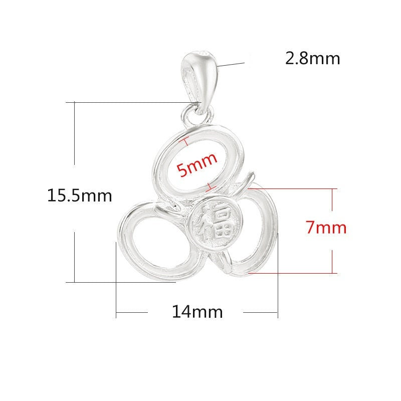 Clover Flower Oval Base Pendant Setting Blank Sterling Silver Rose Gold Fine 925 5x7 mm For Three Stones No Prongs DIY Jewelry Wholesale