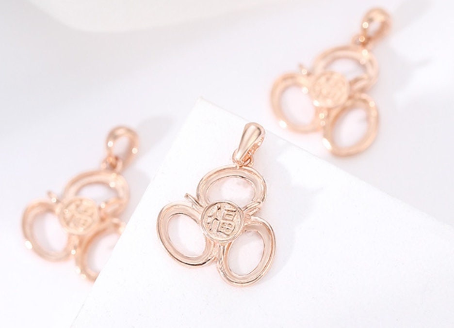 Clover Flower Oval Base Pendant Setting Blank Sterling Silver Rose Gold Fine 925 5x7 mm For Three Stones No Prongs DIY Jewelry Wholesale