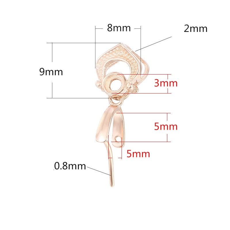 Flower Buckle Clip Pendant Setting Sterling Silver Rose Gold Fine 925 3x3 5x5mm For Two Stones Gemstones No Prongs DIY Jewelry Wholesale