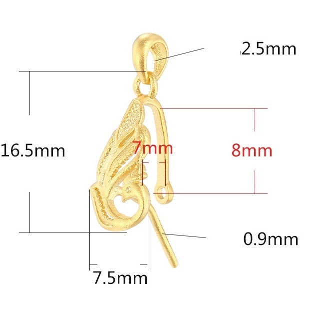 Bird Peacock Buckle Clip Pendant Setting Sterling Silver Rose Gold Fine 925 7x8mm For One Stone Gemstone No Prongs DIY Jewelry Wholesale