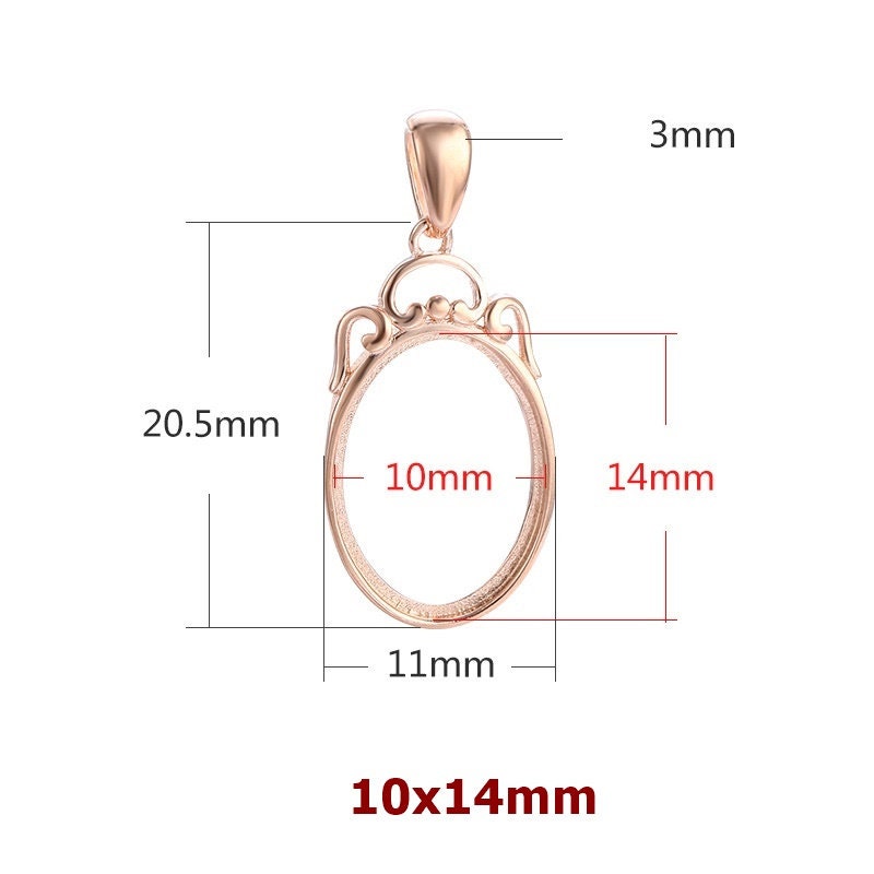 Buddhist Style Vintage Oval Base Pendant No Prongs Setting Sterling Silver Gold Fine 925 10-16 mm For One Stone DIY Jewelry Wholesale