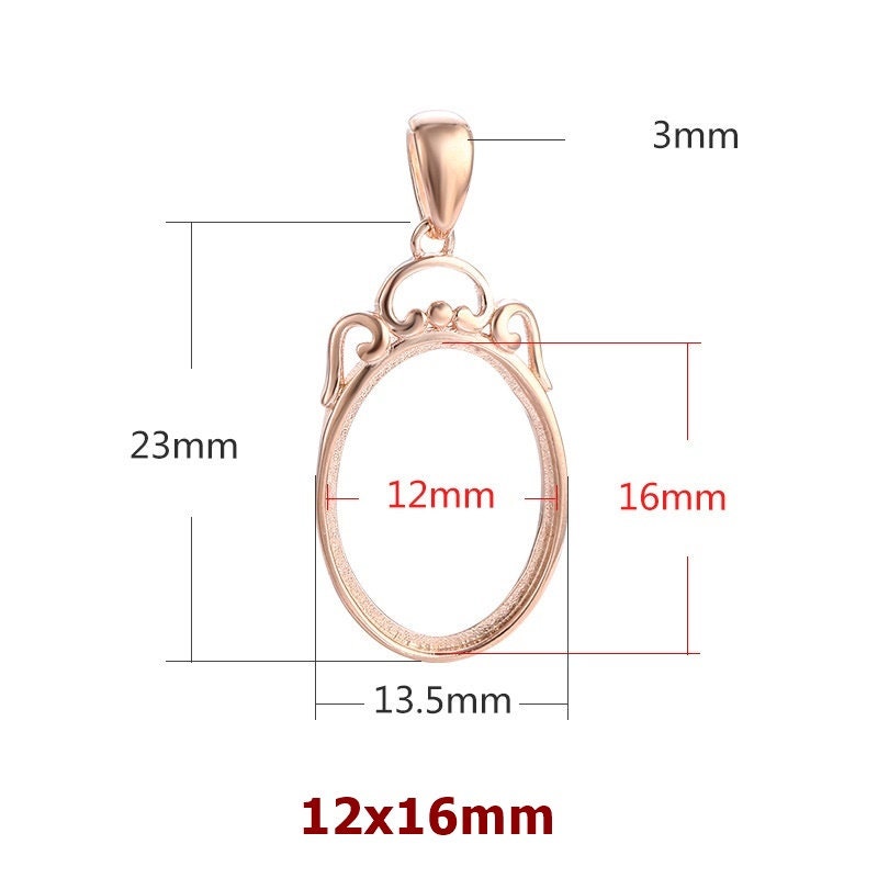 Buddhist Style Vintage Oval Base Pendant No Prongs Setting Sterling Silver Gold Fine 925 10-16 mm For One Stone DIY Jewelry Wholesale