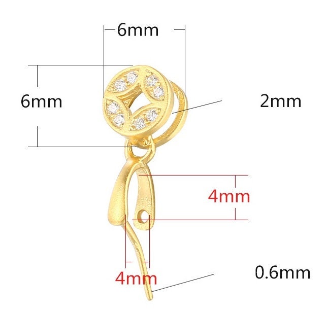 Crystals Round Buckle Clip Pendant Pinch Bail Setting Sterling Silver Rose Gold Fine 925 4x4mm For One Stone Gemstone DIY Jewelry Wholesale