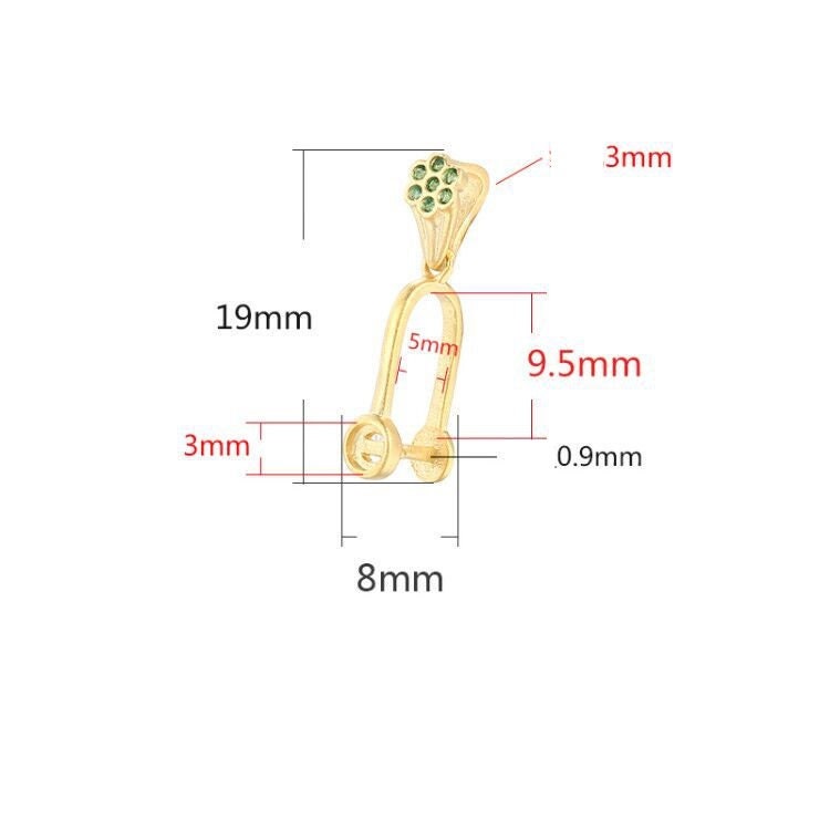 Flower Buckle Clip Pendant Donut Bezel Setting Pinch Bail Sterling Silver Rose Gold Fine 925 5x9.5 mm One Stone Gemstone Jewelry Wholesale