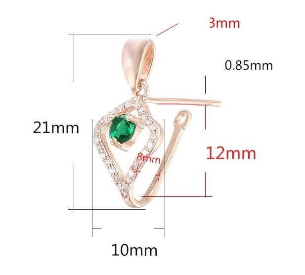 Crystals Leaf Buckle Clip Pendant Setting Wholesale Sterling Silver Rose Gold Fine 925 8x12 mm For One Stone Gemstone No Prongs DIY Jewelry