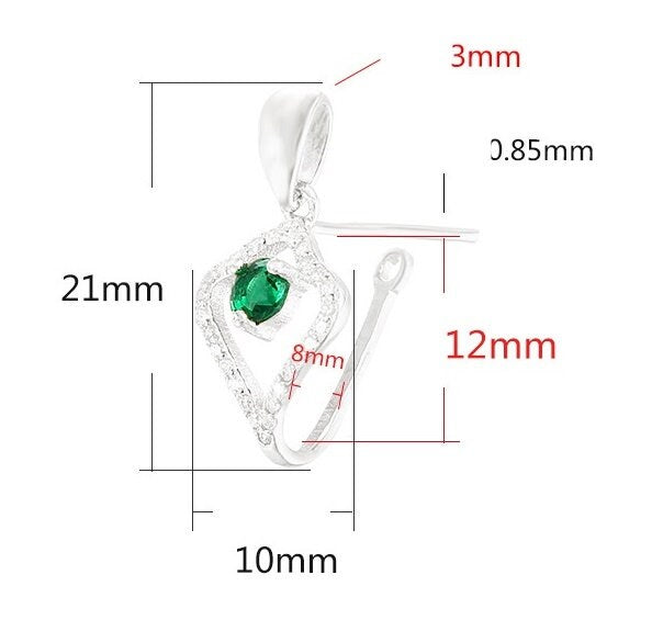 Crystals Leaf Buckle Clip Pendant Setting Wholesale Sterling Silver Rose Gold Fine 925 8x12 mm For One Stone Gemstone No Prongs DIY Jewelry