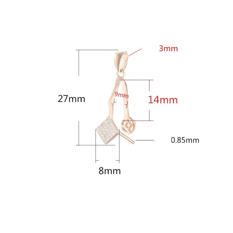 Crystals Square Buckle Clip Pendant Setting No Prongs Sterling Silver Rose Gold Fine 925 9x14mm For One Stone Gemstone DIY Jewelry Wholesale