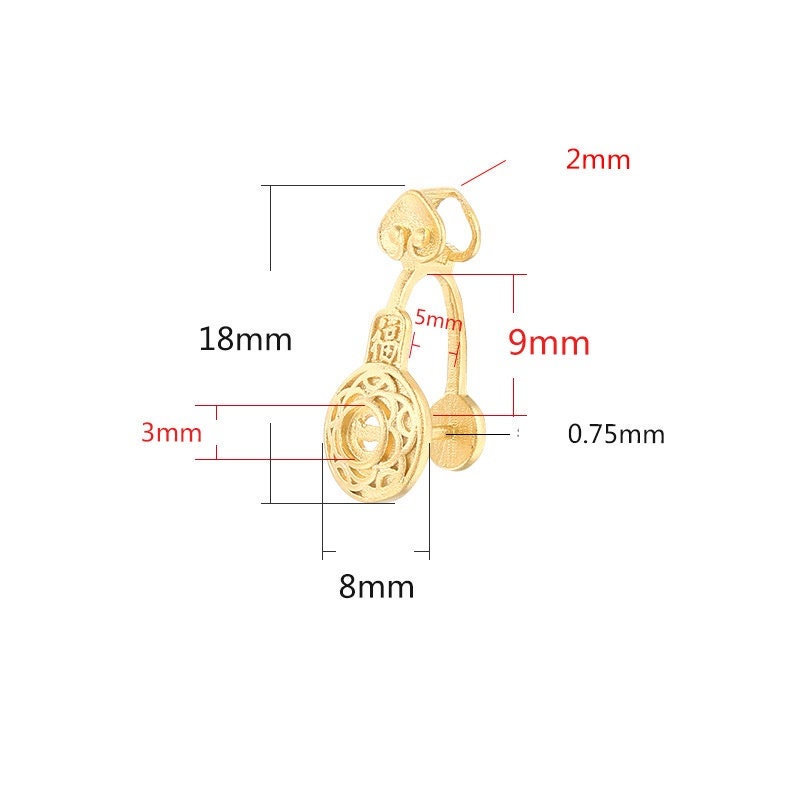 Flower Round Buckle Clip Pendant Setting Sterling Silver Rose Gold Fine 925 5x9 mm For One Stone Gemstone No Prongs DIY Jewelry Wholesale