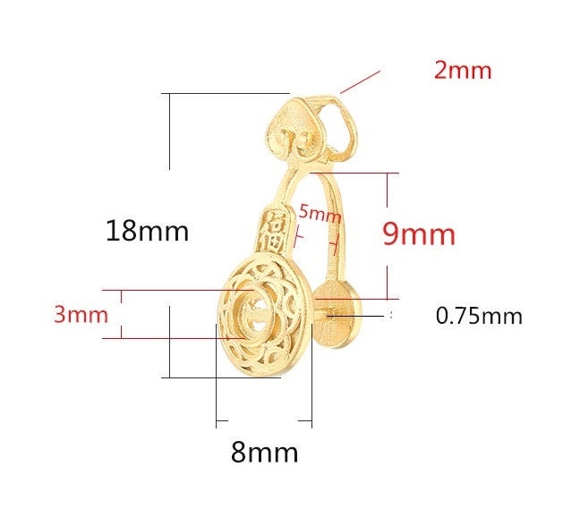 Flower Round Buckle Clip Pendant Setting Sterling Silver Rose Gold Fine 925 5x9 mm For One Stone Gemstone No Prongs DIY Jewelry Wholesale