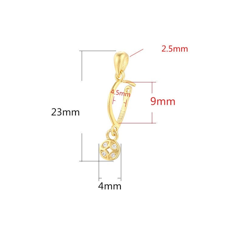 Crystals Round Buckle Clip Pendant Setting Tray Sterling Silver Rose Gold Fine 925 4.5x9 mm For One Stone No Prongs DIY Jewelry Wholesale