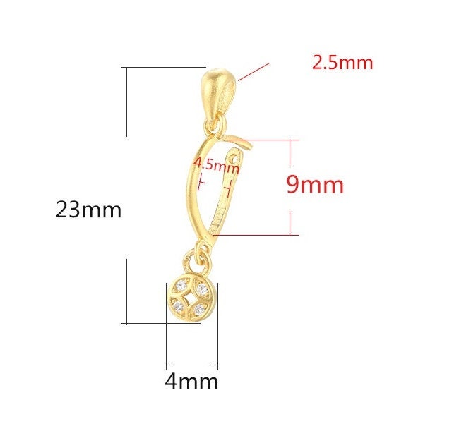 Crystals Round Buckle Clip Pendant Setting Tray Sterling Silver Rose Gold Fine 925 4.5x9 mm For One Stone No Prongs DIY Jewelry Wholesale