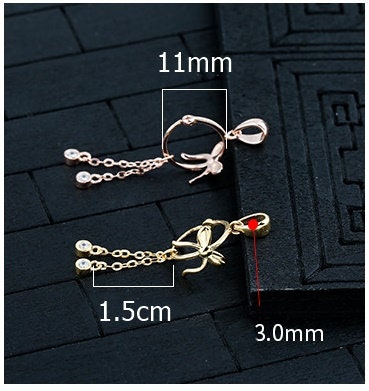 Bowknot Chains Clip Pendant Setting Sterling Silver Rose Gold Fine 925 4x3 mm For One Stone Bead Adjustable No Prongs DIY Jewelry Wholesale