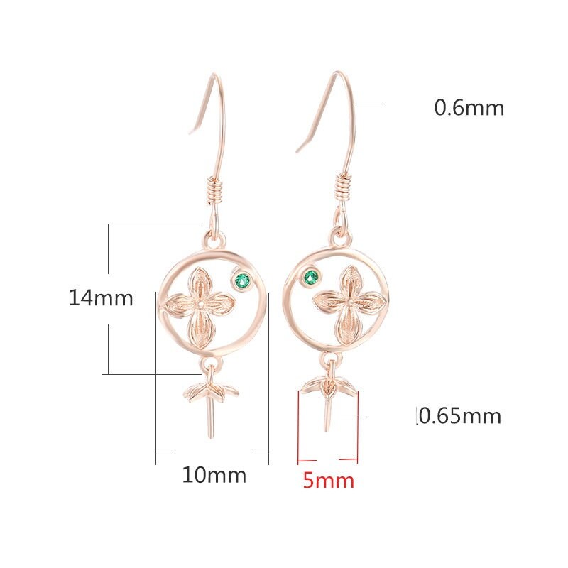 Flower Round Cup Earrings Hook Blank Setting Sterling Silver Gold Bezel Fine 925 5 mm For One Pearl Bead No Prongs DIY Jewelry Wholesale