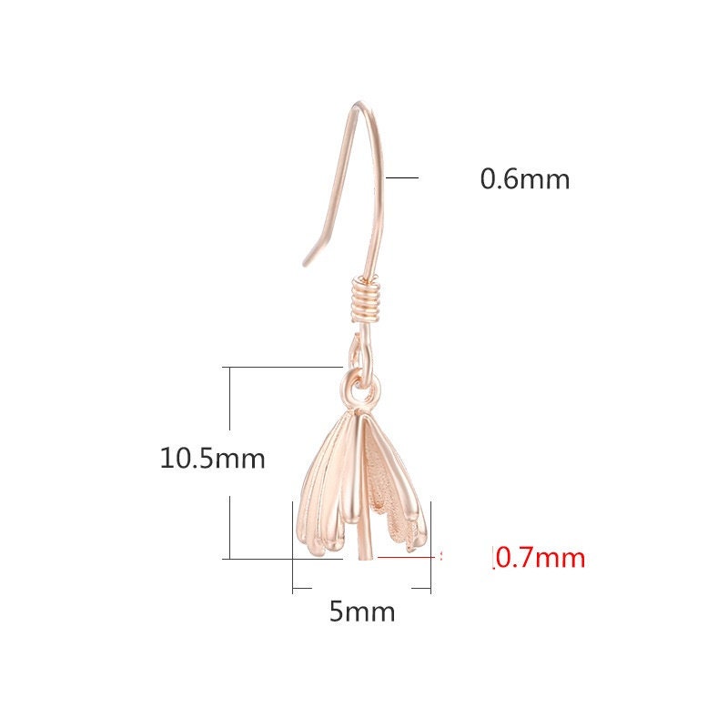 Leaf Cup Earrings Hook Setting Tray Bulk Sterling Silver Rose Gold Fine 925 5mm For One Teardrop-Shape Stone No Prongs DIY Jewelry Wholesale