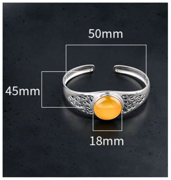 Ethnic Flower Pattern Round Mount Bracelet No Prongs Setting Sterling Silver Fine 925 18x18mm For One Stone Adjustable DIY Jewelry Wholesale