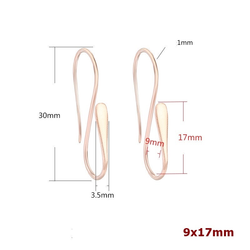 Double Hook Earrings Hook Setting Fine Silver Rose White Gold Sterling 925 9-17 mm For One Stone Gemstone No Prongs DIY Jewelry Wholesale