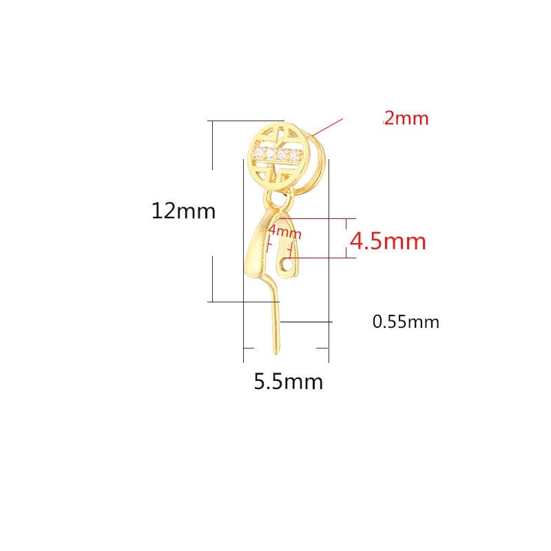 Round Buckle Clip Pendant Setting Tray Sterling Silver Rose Gold Fine 925 4x4.5 mm For One Stone Gemstone No Prongs DIY Jewelry Wholesale