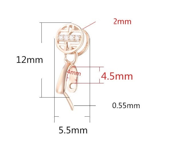 Round Buckle Clip Pendant Setting Tray Sterling Silver Rose Gold Fine 925 4x4.5 mm For One Stone Gemstone No Prongs DIY Jewelry Wholesale