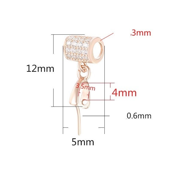 Crystals Rectangle Buckle Clip Pendant Setting Sterling Silver Rose Gold Fine 925 3.5x4 mm For One Stone No Prongs DIY Jewelry Wholesale