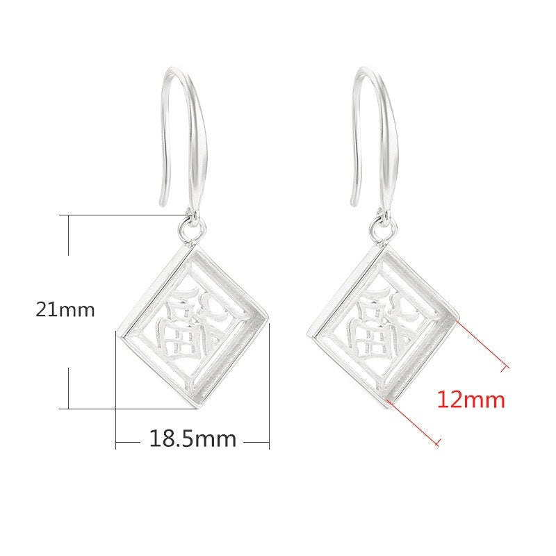 Square Base Earrings Hook Blank Setting Sterling Silver Rose Gold Fine 925 8 10 12 mm For One Stone Gemstone No Prongs DIY Jewelry Wholesale