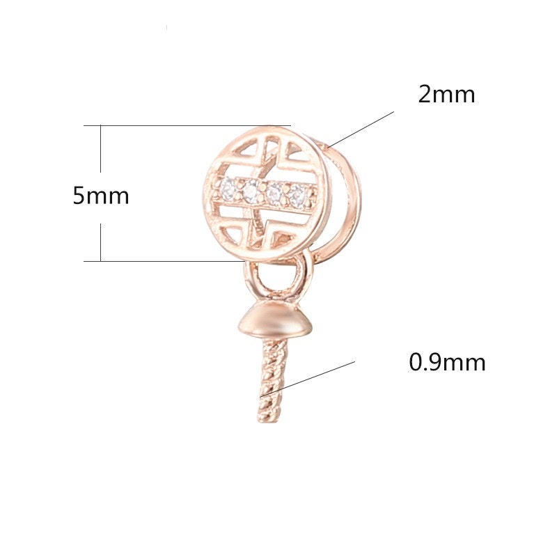 Crystals Round Pin Base Pendant Setting Sterling Silver Rose Gold Fine 925 6-10 mm For One Pearl Bead No Prongs DIY Jewelry Wholesale